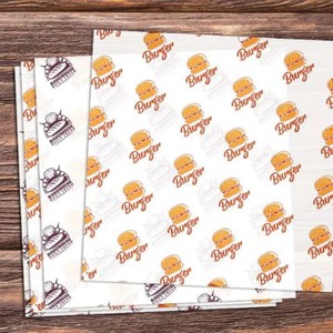 Personalized Logo Sheets for Bakery Cookies Confectionery with Clean Pattern Layout Gift Food Packaging Wax Paper - Product Image 3