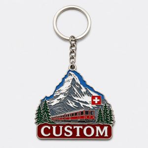 Porte-clés suisses personnalisés de haute qualité en gros, avec design Alpes, croix, montre et monuments emblématiques de la Suisse, souvenir de voyage - Product Image 2
