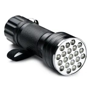 Penjualan laris Senter uv 3Aaa 21 LED 395NM pendeteksi urin hewan peliharaan Aluminium portabel tahan air