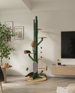 Capsule <b>Scratching</b> Carbon Steel Spraying Frame Hemp Rope Column Sisal <b>Post</b> Solid Rubber Wood Pet Climbing Toy Tree Tower - Product Image 2