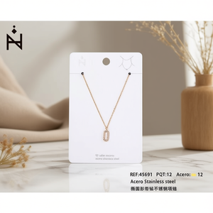 Collier ovale en acier inoxydable avec diamants, 12 mm, acier inoxydable - Product Image 3