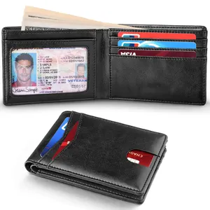 RFID Genuine Leather Purses Casual Real Leather Small Mini Wallet Mens Slim Wallet China Factory