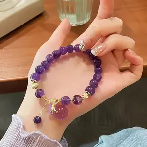 New Natural Amethyst Bracelet National Wind Pendant Crystal Hand String Charms For Diy Bracelets Jewelry Making