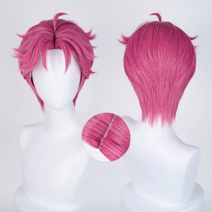 Perruque synthétique résistante à la chaleur pour cosplay, style Saja Boys <span class=keywords><strong>Abby</strong></span>, 35 cm, courte, rose, KPOP, anime, peluca - Product Image 1