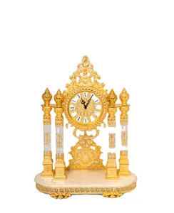 家居装饰雕刻台钟仿古豪华风格台钟镀铜水晶台钟