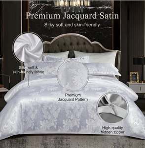 Parure de lit quatre pièces en jacquard Gongsatin, ensemble de draps et housse de <span class=keywords><strong>couette</strong></span> en polyester brossé de qualité européenne moyenne <span class=keywords><strong>à</strong></span> haut de gamme - Product Image 4