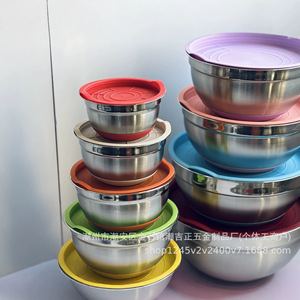 Ensemble de bols mélangeurs en acier inoxydable avec couvercle, multifonctionnels pour la cuisine, pour salades, pâtisserie, battre les œufs, cuisson - Product Image 2