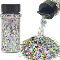 Poudre de Paillettes Holographiques Multiformes en Gros pour Noël, Réutilisable, Scintillante, pour Décoration Artisanale de Fêtes