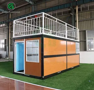 Two storeys Cheap Prefab Houses Customized with Glass Door Red Color Folding Room Homes