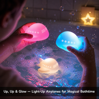 Jouet de bain lumineux en forme d'avion, flottant, clignotant, en caoutchouc, jouet de transport, lumière LED à changement de couleur, animaux pour le bain