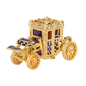 Ornement de bureau classique français en alliage de zinc émaillé, représentant une calèche royale - Product Image 3