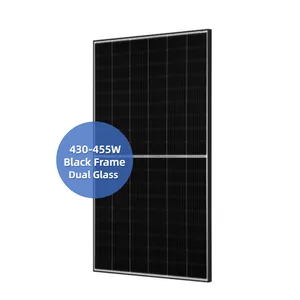 Roof System Solar Panels Black Frame Bifacial JA Solar N Type Dual Glass 435 440 450 Watts Mono Crystalline Panel