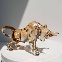 Décoration Murale Taureau de Wall Street en Verre Cristal, Ornements Feng Shui, Figurine Animale du Zodiaque Sculptée, Cadeaux d'Affaires