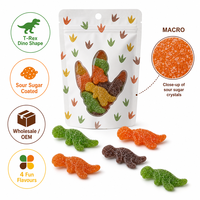Bulk Wholesale Dinosaur Gummy Candy Sugar Coated Mixed Fruit Flavors Novelty Shape Kids Classroom Party Snacks Candy