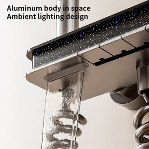 Grifos de <span class=keywords><strong>ducha</strong></span> de baño para uso doméstico, pantalla digital, luz ambiental, juego de <span class=keywords><strong>ducha</strong></span> de lluvia termostática de aluminio con aumento de presión para Baño - Product Image 3