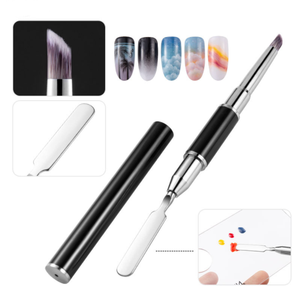 Double End Stainless Steel Nail Pusher Brush Extra Fine Synthetic Filbert Gel <b>Builder</b> Brush for Manicure Tools - Product Image 1
