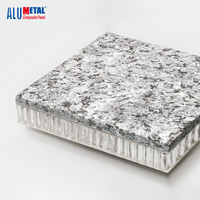 Panneau en nid d'abeille en aluminium gris moderne, placage de pierre composite, ignifuge A2, écologique, garantie à vie pour utilisation hôtelière