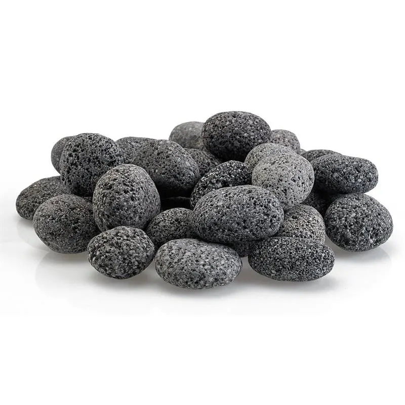 Natural Black Tumbled Lava Pebble Stone Volcanic Rock For Fire Pit And Landscaping