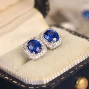 Boucles d'oreilles clous Xinfly en or blanc 18 carats avec saphir bleu 1 carat et diamant naturel 0,16 carat pour femme - Prix de gros - Product Image 5