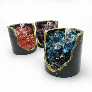 Healing Crystal Candles Gold Leaf Crystals Luxury Aromatherapy Aroma Aromatic Home Decor Decoration Handmade Gift Scented Candle