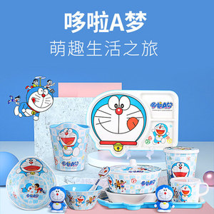 Doraemon Children's Tableware Set 19pcs Food Grade Melamine Bowl Plate Cup Spoon For Kids Age 2-4 Years - Product Image 3