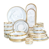 Ensemble de Vaisselle Rond en Céramique Design Marbre Top Vente, Services de Table Modernes