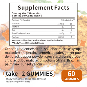 OEM di alta qualità organico curcuma curcumina Gummies Anti-infiammatori integratore sanitario - Product Image 2