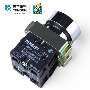 Interrupteur à bouton-poussoir Tengen LAY5 22 mm à réinitialisation automatique, démarrage/arrêt, tête plate, IP40 - Product Image 1