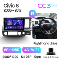 TEYES CC3 2K araç DVD oynatıcı oyuncu için Honda Civic 8 2005 - 2012 sağ el sürücü 10.2 inç dokunmatik ekran Stereo radyo