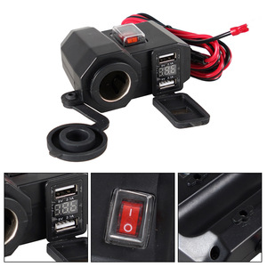 Motorcycle Charger <b>12V</b> With Cigarette Lighter USB Port <b>Switch</b> Voltage Display For Retrofit Upgrade - Product Image 5