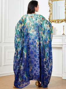 2025 nuovo Design Dubai <span class=keywords><strong>turchia</strong></span> romantico da donna abito a manica a pipistrello con stampa floreale abito da donna Abaya abito islamico per adulti per ragazze vacanze - Product Image 5