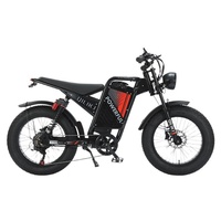 Vélo électrique tout-terrain à pneus larges 48V, pneus épais de 20 pouces, design rétro, batterie au lithium, freins à disque