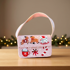 Funda para Bolso de Hombro en Forma de Silla, Hecha a Mano con Cuentas de Vidrio Lavables, Impermeable y Ecológica, con Patrón de Flores Bordadas en Azul - Product Image 1