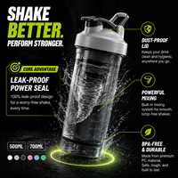 Bouteille shaker à protéines en PC de 500 ml avec logo personnalisé, pour boire directement, idéale pour la gym, le fitness et l'entraînement, avec couvercle, passe au lave-vaisselle