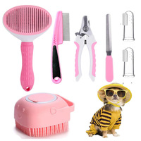Ensemble de ciseaux de barbier pliables portables en acier inoxydable, incurvés, de luxe, avec brosses et peignes pour chats et chiens, toilettage professionnel des animaux de compagnie