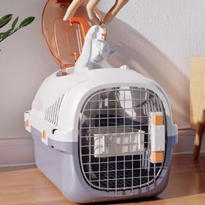 กระเป๋าเป้สะพายหลังลายแมวและลูกสุนัขแบบพกพาได้กรงพลาสติกประตูลวดที่ผ่านการรับรองจากสายการบิน - Product Image 1