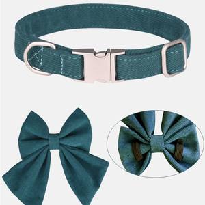 <span class=keywords><strong>Collar</strong></span> para mascotas con pajarita desmontable, <span class=keywords><strong>collar</strong></span> de perro de algodón puro grabable antipérdida con correa antitirones para perros - Product Image 4
