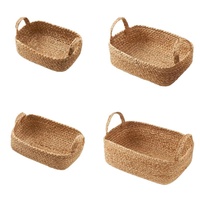 Panier de rangement carré en jacinthe d'eau tressée, style européen, écologique, avec poignée, portable, pour légumes/fruits, serviettes d'hôtel