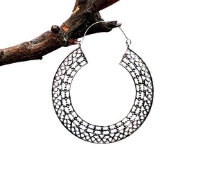 Belle conception plaqué argent grand cerceau boucle d'oreille bijoux en gros en ligne boucle d'oreille cerceau - Product Image 4