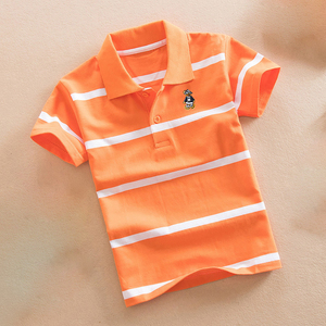 Vêtements d'é<span class=keywords><strong>t</strong></span>é pour enfants Cartoon Pattern Stripe Embroidery Kids School Uniform Tops Cotton Short Sleeve Polo <span class=keywords><strong>T</strong></span> <span class=keywords><strong>Shirt</strong></span> Boys Girls - Product Image 2