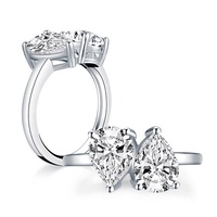 Bijoux en argent Sterling 925 plaqué or 9x7mm, bague Double en pierre, de luxe, pour fiançailles et mariage, CZ, livraison gratuite