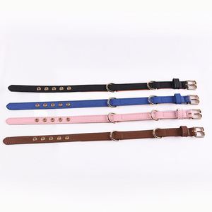 Collier pour chien en cuir PU de couleur unie, réglable, pour la promenade quotidienne, robuste, imperméable, classique, pour animaux de compagnie - Product Image 4