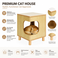 Tabouret pour chat en bois personnalisable, lit carré pour animaux de compagnie et table d'appoint 35x35x44cm, meuble double usage écologique