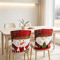 Housse de chaise de Noël en feutre avec motifs de Père Noël, bonhomme de neige et renne, décorations de Noël pour la table