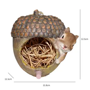 Milieuvriendelijke Grijze Vogel Nest Hars Ambachten Buiten Tuin Decoratief Vogelhuis Accent Voor Kerst En Thanksgiving - Product Image 6