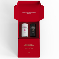 Emballage de bouteille de vitamine vide de luxe de 200 ml avec impression personnalisée, flacon à large ouverture pour compléments alimentaires avec boîte cadeau