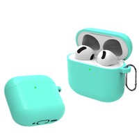 Étui de protection monobloc en silicone liquide couleur unie compatible avec les Apple AirPods 4 Blanc/Noir/Gris avancé pour