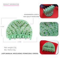 Pince à cheveux en acrylique UME écologique ornée de strass, petite pince semi-circulaire pour usage quotidien féminin, accessoire capillaire