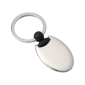 Oval Keychain With Black Rubber <b>Hook</b> Metal Ring Keyring Accessory - Product Image 1