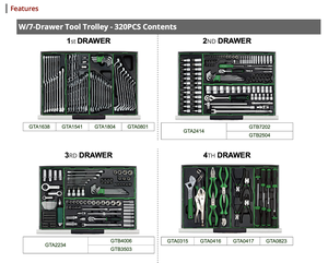 Carrello Portautensili TOPTUL con 7 Cassetti, Set di Utensili Meccanici da 320 Pezzi (SERIE PRO-PLUS) BLU OEM per Officina e <span class=keywords><strong>Garage</strong></span> - Product Image 3